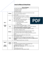 Proposed Itinerary For Macau - HongKong Trip