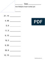 Name Date: Find The Least Common Multiple of Each Number Pair