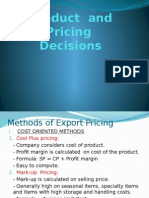 Export Product and Pricing