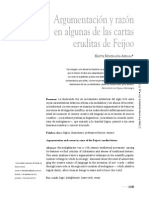 Argumentación y Razón en Algunas de Las Cartas Eruditas de Feijoo