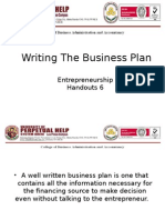 Entrepreneurship (Writing The Business Plan)