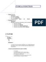 Fiche de Synthèse - GRAMMAIRE Nature Et Fonction