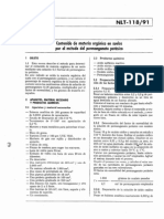 NLT 118-19 Determinacion Del Contenido de Materia Organica Oxidable en Suelos Por El Metodo Del Permanganato Potasico