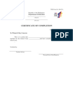 Palaro 2009 Certificate of Completion