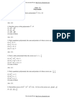 MCQ Class X Polynomials Question Answers