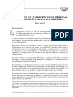 Artículo ¿El Origen de Las Inscripciones Psíquicas o Las Inscripciones en Sus Orígenes?