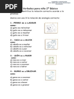 Analogías Verbales para Niño 2º de Segundo Básico