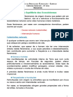 Perturbações Do Equilibrio Dos Ecossistemas - RESUMO