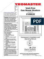 Vent-Free Gas Room Heaters UVHB20: Homeowner's Installation and Operating Manual