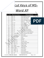 Ms-Word ShortCut Keys