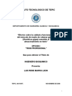 Efectos Sobre La Calidad y Funcionalidad Almacenamiento en Hieloe La Calidad y Funcionalidad Almacenamiento en Hielo