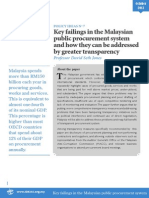 Key Failings in The Malaysian Public Procurement System and How They Can Be Addressed by Greater Transparency