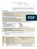 Sample Co-Teaching Lesson Plan (Direct Instruction) : Steven Sanchez Jennifer Lopez Intermediate Spanish