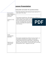 Lesson Presentation: Learning Activities Complete The Following Table and Answer The Questions Below