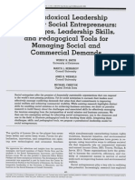 A Paradoxical Leadership Model For Social Entrepreneurs Challenges, Leadership Skills, and Pedagogical Tools For Managing Social and Commercial Demands