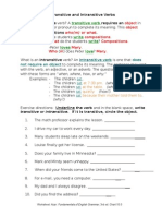 Transitive Intransitive Verbs