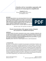 Caracterización Fonética de Las Variedades Regionales Del Español Del Español y Propuesta de Transcripción Simplificada