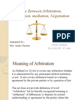 Difference Between Arbitration Conciliation Negotiation and Mediation