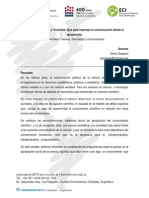 Ciencia, Tecnología y Sociedad. Ejes para Repensar La Comunicación Desde La Apropiación