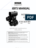 Kohler Engines MODELS K91 (4 HP) Kl6l ,& Kl81 (7 HP) (8 HP) Owners Manual