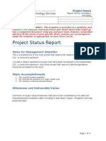 Project Status Report Template U Texas