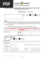 TIN Application - Statement of Estimate (Entity)