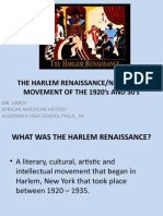 Movement of The 1920'S and 30'S: The Harlem Renaissance/New Negro