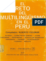 Alberto Escobar - El Reto Del Multuilingüismo en El Perú (1972)