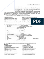 WORKSHEET Present Simple Present Continuous