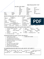 WORKSHEET Subject Pronouns and Verb To Be