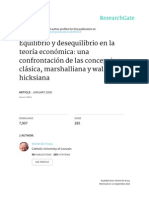 Equilibrio y Desequilibrio en La Teoría Económica: Una Confrontación de Las Concepciones Clásica, Marshalliana y Walras-Hicksiana