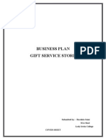 Business Plan Gift Service Store: Submitted By: - Harshita Saini M.SC Final Lady Irwin College Cover Sheet