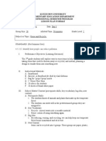 Kutztown University Elementary Education Department Professional Semester Program Lesson Plan Format