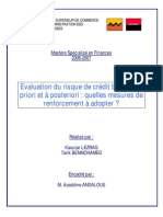 Évaluation Du Risque de Crédit Bancaire À Priori Et À Postériori Quelles Mesures de Renforcement À