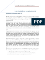 O Propósito Das Dificuldades Na Peregrinação Cristã. Estudo Sobre Deutoronomio 8.1-10