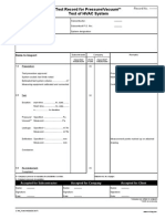 Test Record For Pressure/Vacuum Test of HVAC System