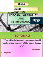 Unit 4 Specialized Writing/Editing