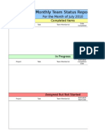 Monthly Team Status Report: For The Month of July 2010