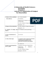 Rajiv Gandhi University of Health Sciences - Karnataka Bangalore Annexure II: Proforma For Registration of Subject For Dissertation