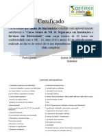 Certificado Curso de NR 10