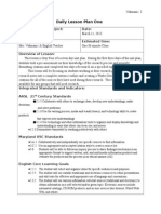 Daily Lesson Plan One: Grade Level and Subject: Date