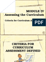 Assessment of Curriculum Development