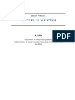 Calculus of Variations: Lecture Notes On