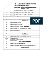 Quadratic Functions Schedule 2015-16