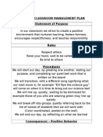 Classroom Management Plan - Blank Template