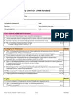 Server Security Checklist (2009 Standard)