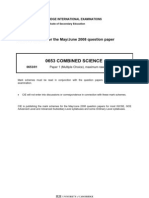 0653 Combined Science: MARK SCHEME For The May/June 2008 Question Paper