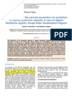 Determination of Dar-Zarrouk Parameters For Prediction of Aquifer Protective Capacity