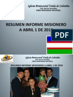 RESUMEN INFORME MISIONERO - CALI - Abril 1 de 2010