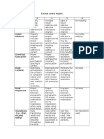 Formal Letter Rubric